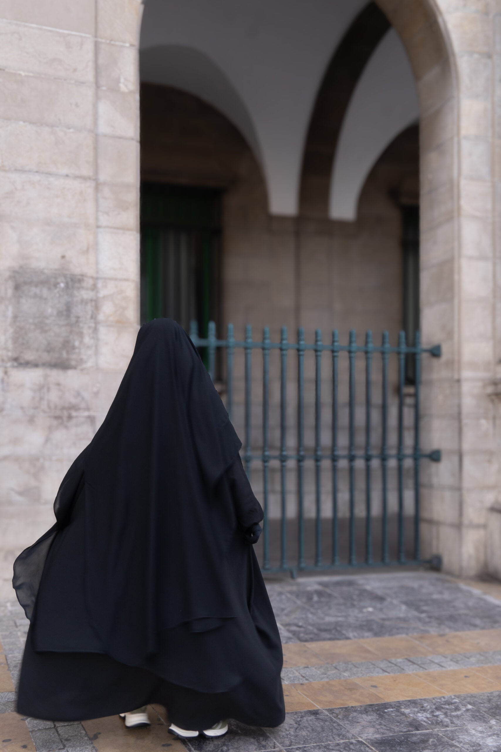 Abaya zip manches droites Wool Peach