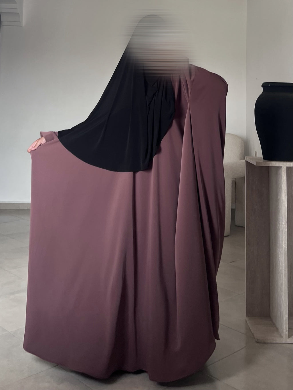 عباية سحاب أكمام مستقيمة وول بيتش
