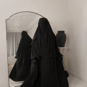 Abaya zippée Russia Wool Peach noir