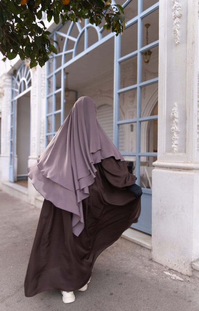khimar Flowy 2 voiles Grimauve Dar Al Iman