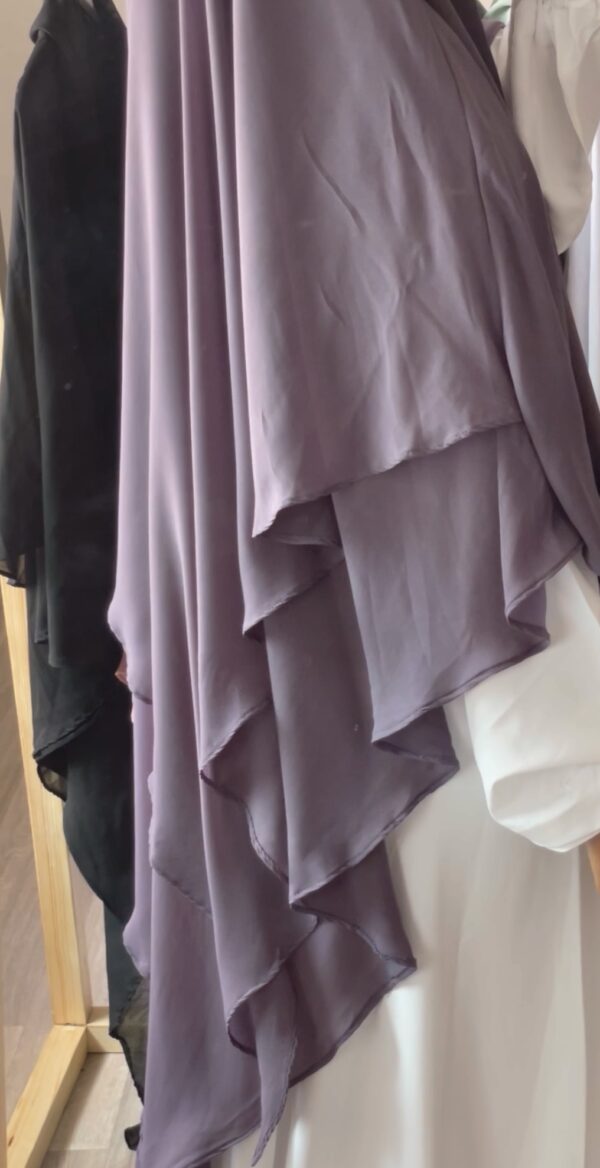 Khimar Flowy 2 voiles Mousseline Grimauve Dar Al Iman