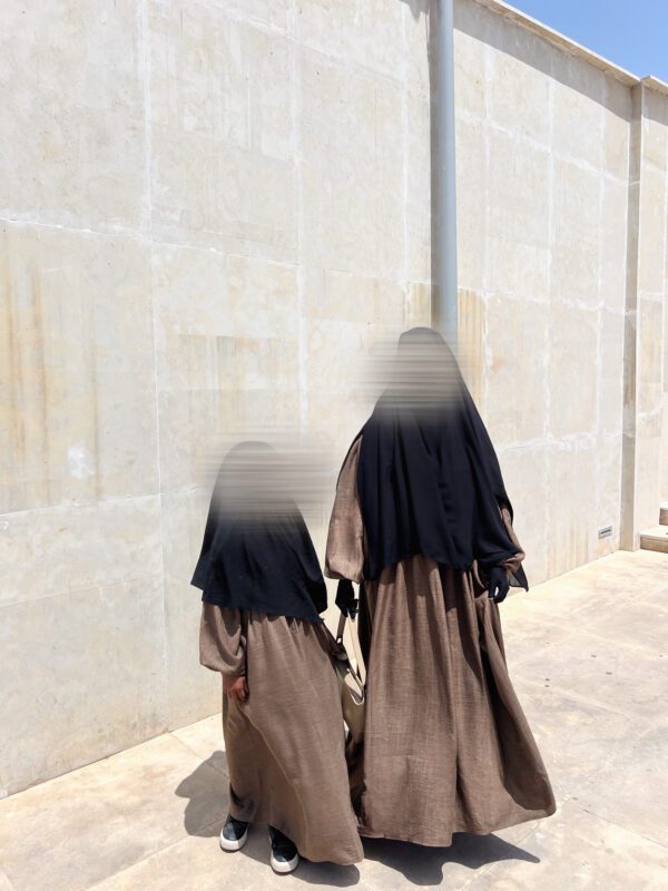Abaya Russia Effet Lin Taupe Dar Al Iman
