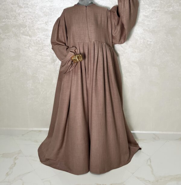 Abaya Russia Effet Lin Taupe rosé Dar Al Iman