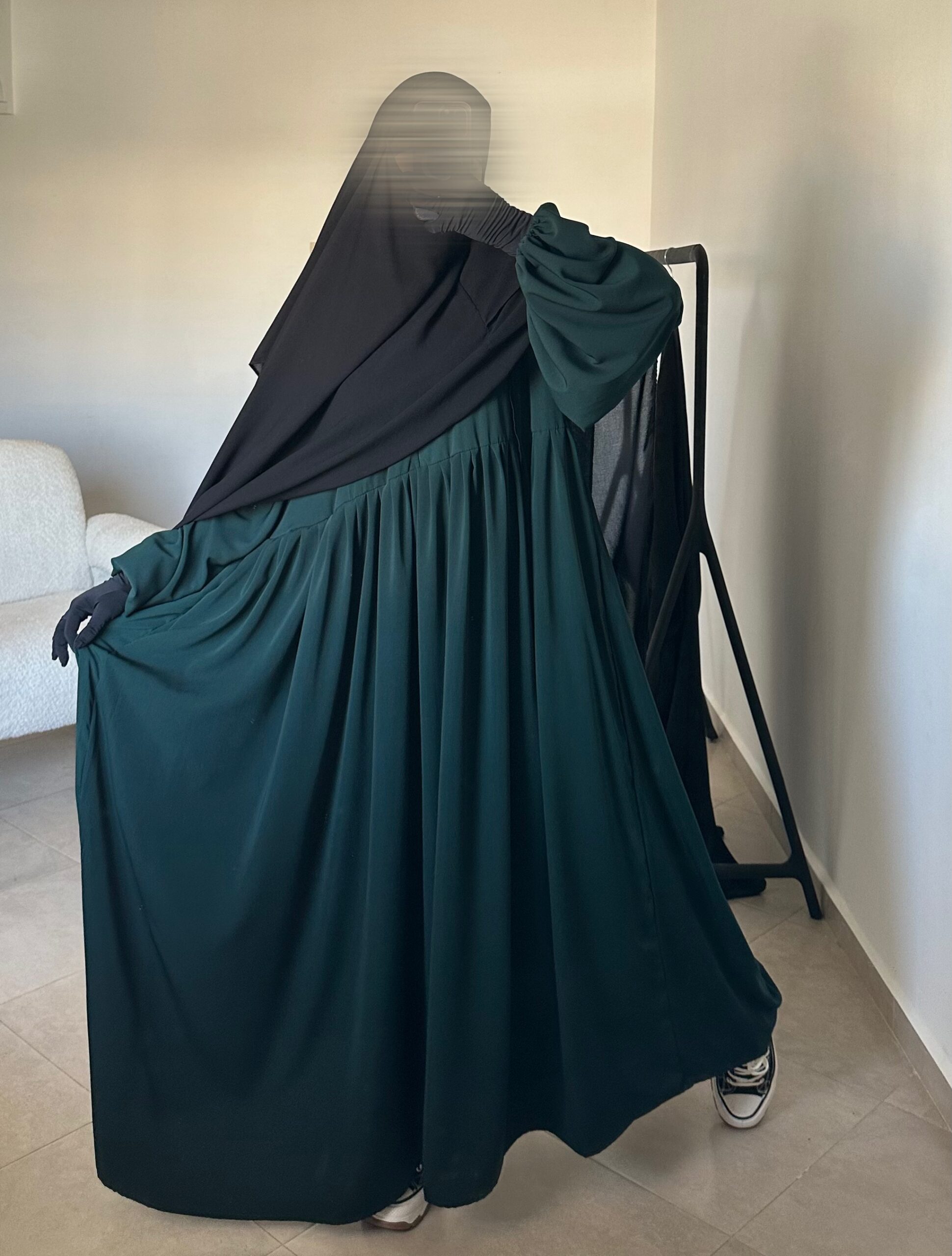 Abaya Russia Wool Peach Vert Emeraude