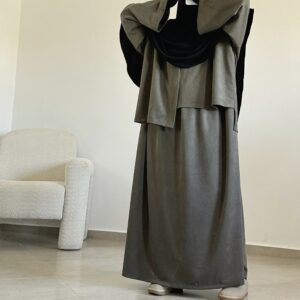 THE LINE SET – Abaya 2 pièces en daim côtelé précommande